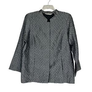Soft by Avenue Gray Metallic Magnetic Closure Embroidered Jacket‎ Women 18/20